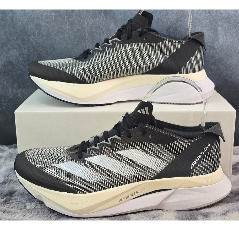 NWT Adidas Adizero Boston 12 Running Shoes Black White Women 7.5